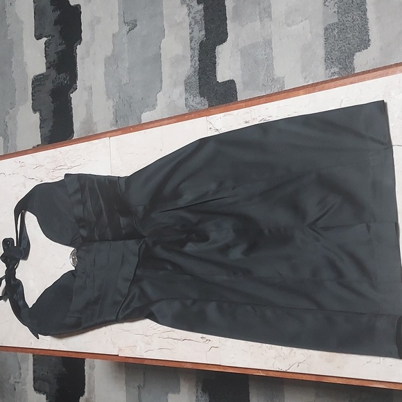 Vintage,Cache- Size 2, Black Haulter Streach Silk Midi . - Picture 4 of 9